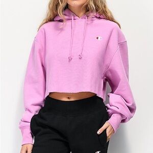 Champion Women's Light Purple Cropped Hoodie